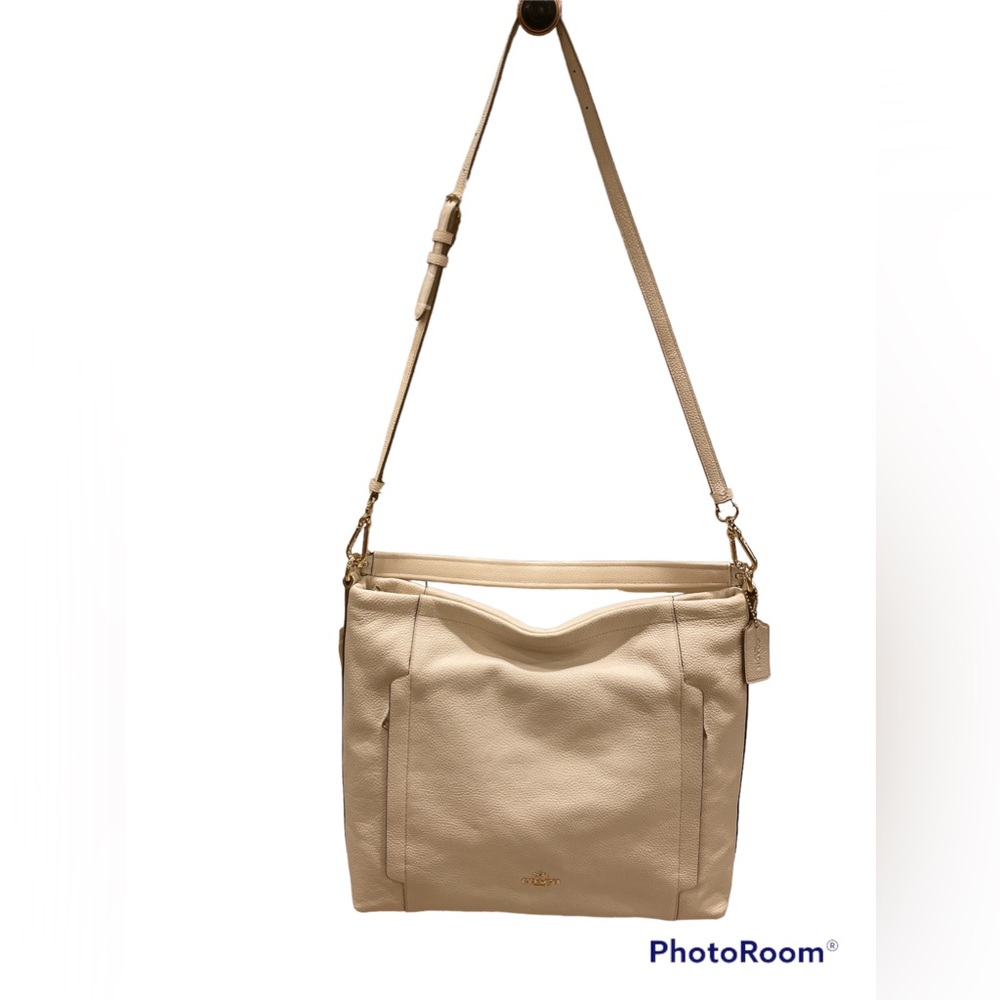 Coach leather ivory / bone handbag with shoulder strap